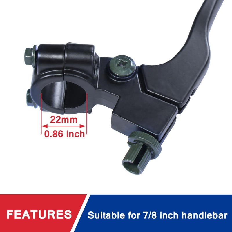 HOOUP 7/8" Left Brake Clutch Handle Lever Perch for SSR110 KX65 YZ80 CRF50 XR50 DR125 KLX110 Coolster Apollo RFZ125 Tao Tao DB17 Chinese Pit Dirt Bike Coleman CT100U CT200U Mini Black - Image 3
